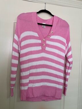 Victoria’s Secret Pink Woven V neck Pullover Sweater XS